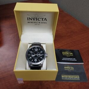 Invicta Mens Watch Brand New Water Resistance Leather Band